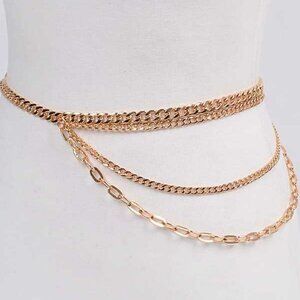 Plus Size Fashion Chain Belt -Gold